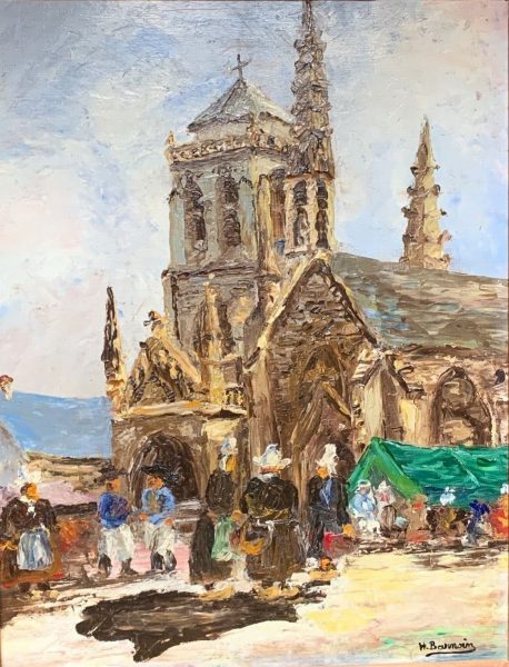 « Sortie de messe à Locronan - Eglise Saint-Ronan »